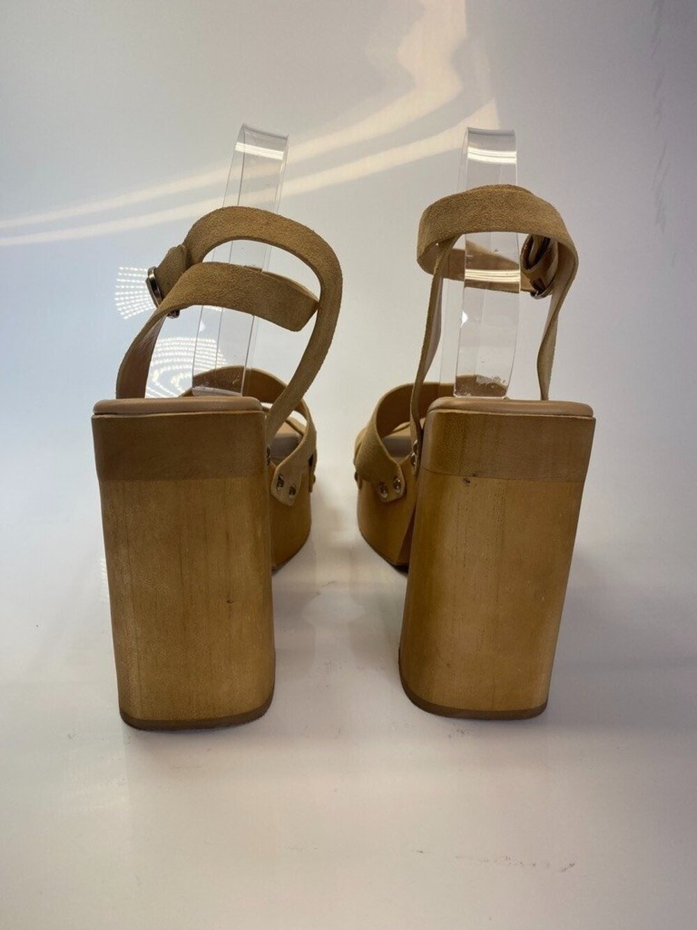 Sam Edelman Women's Leather Rosalind Strap Sesame Wooden Heel Sandal Sz 10 - Picture 7 of 11